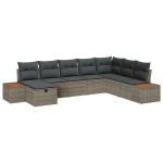 8 dalių sodo sofa komplektas su pagalvėlėmis pilkos poli ratanas