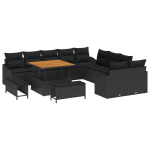 13 dalių sodo sofa rinkinys su pagalvėlėmis Juodas poliratanas Akacijos mediena,2 vietų sodo sofa su sandėliavimu ir pagalvėlėmis Juodas poliratanas,3 dalių sodo valgomojo rinkinys su pagalvėlėmis Juodas poliratanas Akacijos mediena