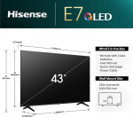 Hisense 43e7nq 108 cm (43 colių) televizorius, 4k Uhd, Qled, Hdr10, Hdr10+ dekodavimas, Hlg, Dolby Vision Atmos, 60hz skydelis, Smooth Motion, Bluetooth, integruota Alexa, Vidaa Voice, juodas [2024]
