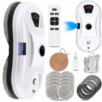 Langų valymo robotas su automatiniu vandens pur&scaron;kimu, i&scaron;manusis langų valymo robotas su programėle, apsaugine virve ir nuotoliniu valdymu, langų robotas su stipriu siurbimu visiems lygiems pavir&scaron;iams