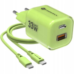 Forcell 33w Gan Usb-c/usb-a tinklo įkroviklis su 1m kabeliu