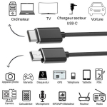 3 kabeliai Nikon Coolpix S31/S3100/S32/S3200/S3300/S3400/S3500/S3600/S3700 - MINI USB/USB-C juodas 1 metras Phonillico&reg;