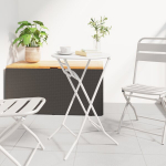sulankstomas sodo stalas Baltas &Oslash;50x72 cm Plienas