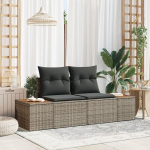 2-vietėis sodo sofa su pagalvėmis pilkas poliratanas