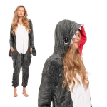 Moteri&scaron;ka Vientisa Pižama Kigurumi Kombinezonas Pilkas Ryklys 145-155 Cm S