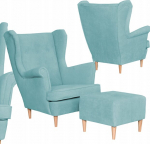 &bdquo;Hunter Family Furniture&ldquo; skandinavi&scaron;ko aksomo kėdė su atramomis, mėlyna