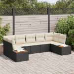 7 dalių sodo sofa su pagalvėlėmis juodas poli ratanas akacija