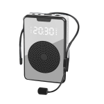 Belaidžio balso stiprintuvas Bluetooth mikrofonas su mikrofonu ir ausinėmis, skirtas ekskursijų vadovams &ndash; juodas