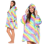 Džemperis-antklodė Kocobluza 2 viename Oversize XXL su gobtuvu Stora Sherpa Vaivoryk&scaron;tės spalvų