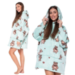 MegztinisAntklodė Kocobluza 2In1 Oversize Gobtuvas Storas &Scaron;erpa Mėlynas Su Me&scaron;kučiais