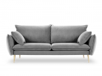 Keturvietė aksominė sofa Milo Casa Elio, &scaron;viesiai pilka/auksinės spalvos