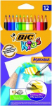 Spalvoti pie&scaron;tukai Bic Aquacouleur 12 spalvų rinkinys 8575613