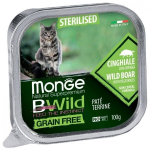 Monge BWild Cat Grain Free Adult sterilizuotoms katėms, keptas pa&scaron;tetas su &Scaron;erniena ir Daržovėmis 100g