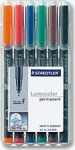 Staedtler Lumocolor F permanentiniai markeriai, 6 spalvų