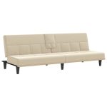 Sofa-lova su puodelių laikikliais vidaXL, smėlio spalvos