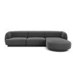 Aksominė de&scaron;ininė kampinė sofa Micadoni Miley, 259 x 155 x 74, pilka