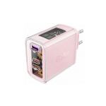 GaN 65W tinklo įkroviklis su 3 prievadais, rožinis