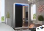 Spinta ADRK Furniture su LED ap&scaron;vietimu Rewena 120, juoda/balta