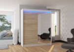 Spinta ADRK Furniture su LED ap&scaron;vietimu Viki 180, smėlio/balta