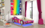 Vaiki&scaron;ka lova Adrk Furniture LED Car, 80x160 cm, rožinė
