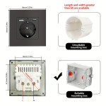 Europos standartinė sieninė rozetė su USB ir C tipo įkrova, Svetainės paketas 5vnt