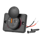 Kvadratinis atsparus vandeniui telefono įkroviklis su raudonu LED ap&scaron;vietimu, USB + USB C QC3.0 12/24V