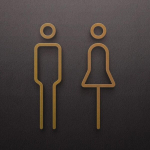 Tualeto ženklas vyrams ir moterims, auksinės spalvos, Auksinės spalvos