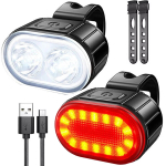 Priekinis ir galinis dviračio žibintas Perfee, LED, USB, 1 vnt.