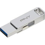 USB laikmena USB raktas &ndash; PNY &ndash; OTG USB 3.2 128GB &ndash; USB C ir USB A &ndash; sidabrinis metalas