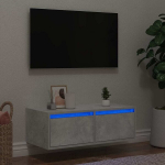 Tv spintelė su led ap&scaron;vietimu, betono pilka, 75x35,5x25 cm