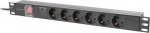 PDU Lanberg PDU-06F-0200-BK 6 I&scaron;ėjimai Tipo F 1U Sujungtas Monofazis 2m Aliuminis Juodas