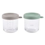 Stikliniai maisto indai 2x 250 ml žaliai-pilki