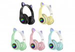 Belaidės bluetooth CAT EARS LED ausinės su katės ausytėmis &ndash; žalios