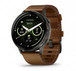 I&scaron;manusis laikrodis Garmin Venu&reg; 4 &ndash; 45 mm Slate with Black Silicone Band and Brown Leather Band