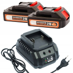 Komplektas Rosfix ChargePro 21V &ndash; 2x Akumuliatorius 1.5Ah, Greitas įkroviklis 1.2A, Li-Ion, LED