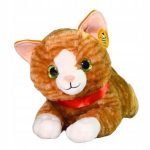Mink&scaron;tas žaislas katė su garsu, 18cm, sėdinti, dryžuota