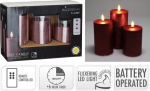 Led žvakių rinkinys su laikmačių, 3 vnt., raudona