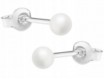 Sidabriniai auskarai su 4mm balta perle, Siju, 925 praba