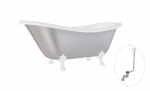 Vonia Besco Otylia Glam 170, Silver+White, su sifonu su persipylimu Klik-klak Chrome