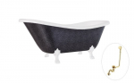 Vonia Besco Otylia Glam 170, Graphite+White, su sifonu su persipylimu Klik-klak Gold