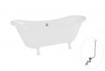Vonia Besco Amelia 190, White+White, su sifonu su persipylimu Klik-klak Chrome