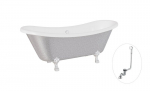 Vonia Besco Amelia Glam 190, Silver+Chrome, su sifonu su persipylimu Klik-klak Chrome