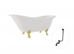 Vonia Besco Otylia 160, White+Gold, su sifonu su persipylimu Klik-klak Black