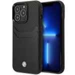Dėklas BMW BMHCP14X22RSEPK iPhone 14 Pro Max 6.7 , juodas/juodas, odinis, su kortelių lizdu