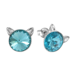Vaiki&scaron;ki sidabriniai auskarai moterims DiamondSky &bdquo;Katė (Light Turquoise)" su Swarovski kristalais