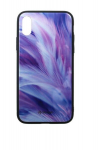 Tellur TLL121285 spausdintas stiklinis dėklas iPhone XS &ndash; mėlynos plunksnos dizainas