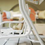 Lauko, sodo sūpynės vaikams, plieninis rėmas, 2 vietos, 60 kg apkrova, baltos spalvos