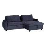 Kampinė sofa-lova Home4you Cloud mėlynas audinys, modernus dizainas, su daiktų laikymo vieta