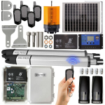 Dviejų varčių vartų variklis 2x2 m 400 kg + SOLAR SET + LED lempa + nuotolinio valdymo pultas