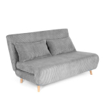 Dvivietė sofa SOLACE su miego funkcija, pilkos spalvos veliūras &ndash; kompakti&scaron;kas komfortas ir modernus stilius